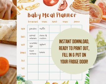 1-Page Kids' Weekly Meal Planner, Printable for Parents, Babysitter or Grandma | Includes an Editable PDF Version!