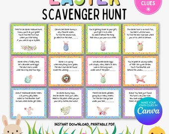 Easter Scavenger Hunt Game, Easter Hunt Games, Indoor Easter Treasure Hunt, Printable Easter Game, Easter Egg Hunt Clue Cards