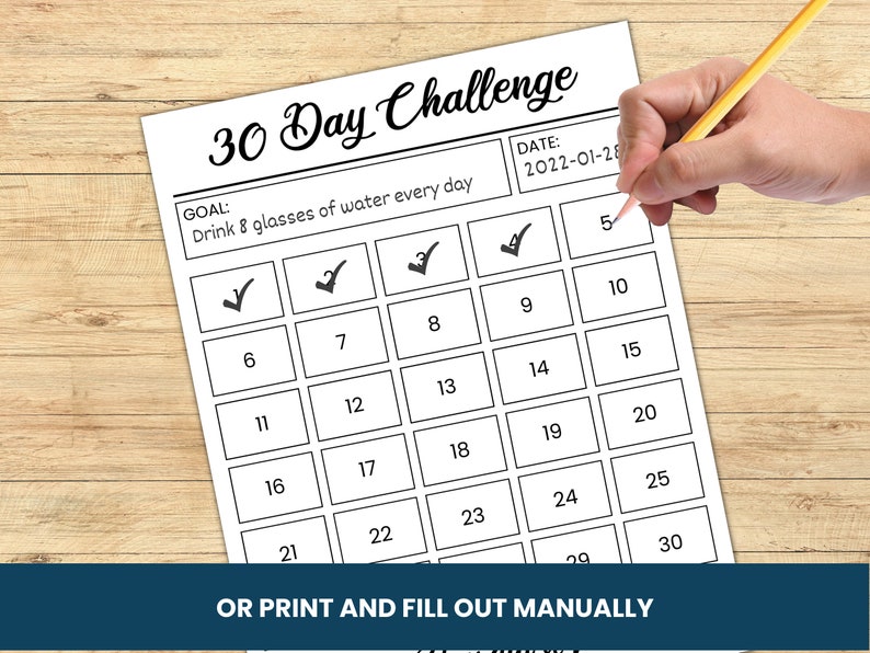 Editable 30 Day Challenge Tracker: Printable Goal Setting (PDF) - Etsy