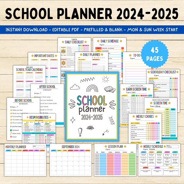 Editable School Year Calendar 2024 2025 Etsy