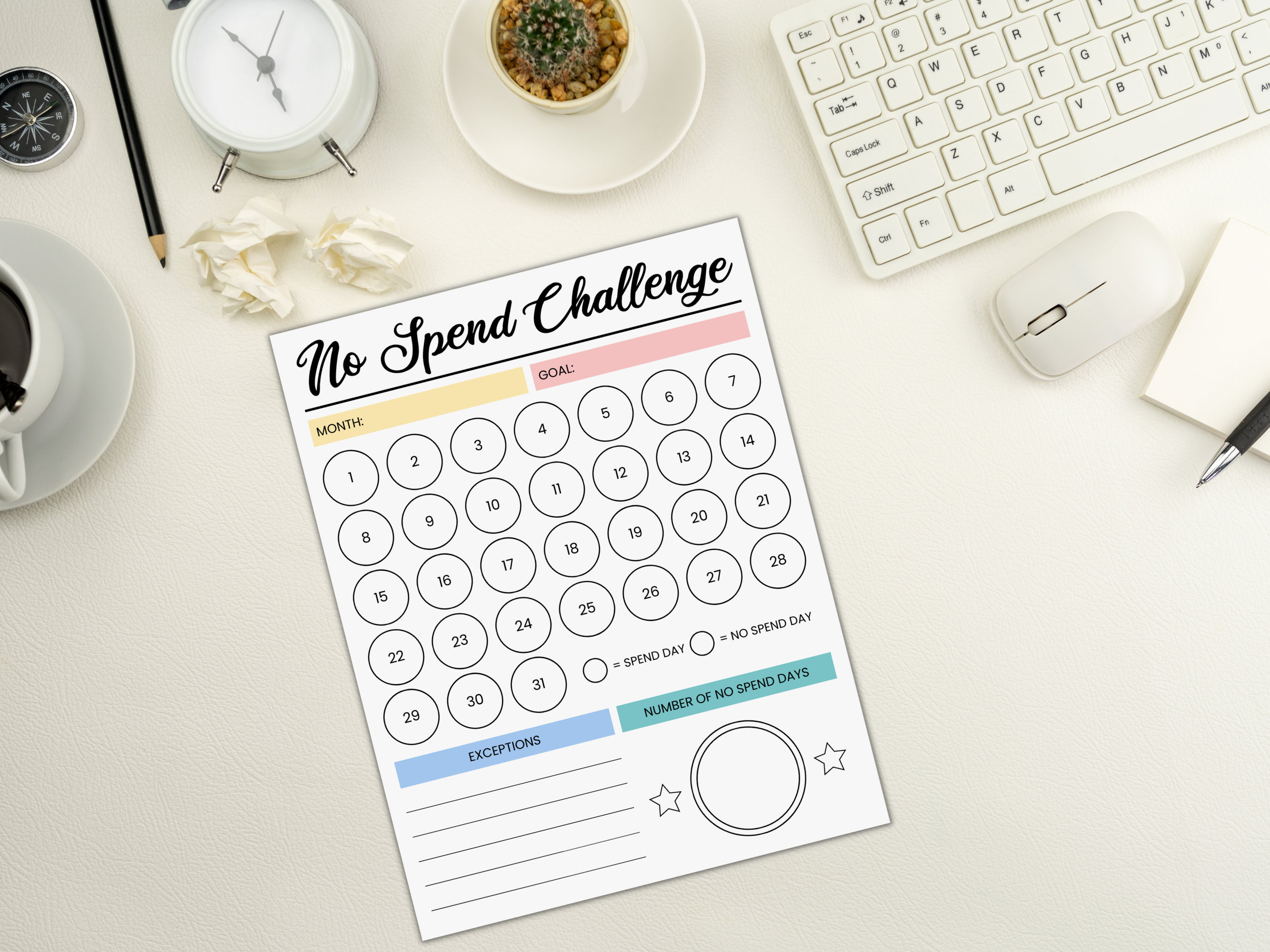 No Spend Challenge, Printable No Spend Month Challenge, Editable PDF ...