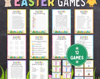 Easter Games Bundle, Printable Easter Party Games, Classroom Easter Kids Activity, Trivia Feud Game, Word Search Game, Easter Scavenger Hunt