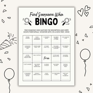 Get to Know You Bingo, Printable Find Someone Who Bingo, Icebreaker Bingo, Find Someone Who Game, Find the Guest Bingo, Icebreaker Games