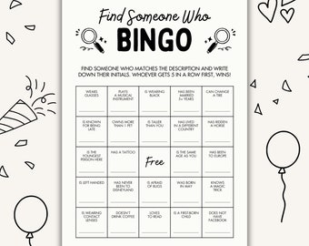 Icebreaker Bingo Game: Find Someone Who, Printable Party Game (PDF)