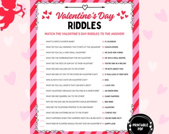 Valentine's Day Riddles Game, Kids Party Activity (Printable PDF)