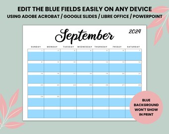 Editable 2023 Calendar, 2024 Calendar, 2024 Monthly Planner, Printable  Monthly Calendar Template, Wall Calendar, Instant Download PDF PPTX - Etsy
