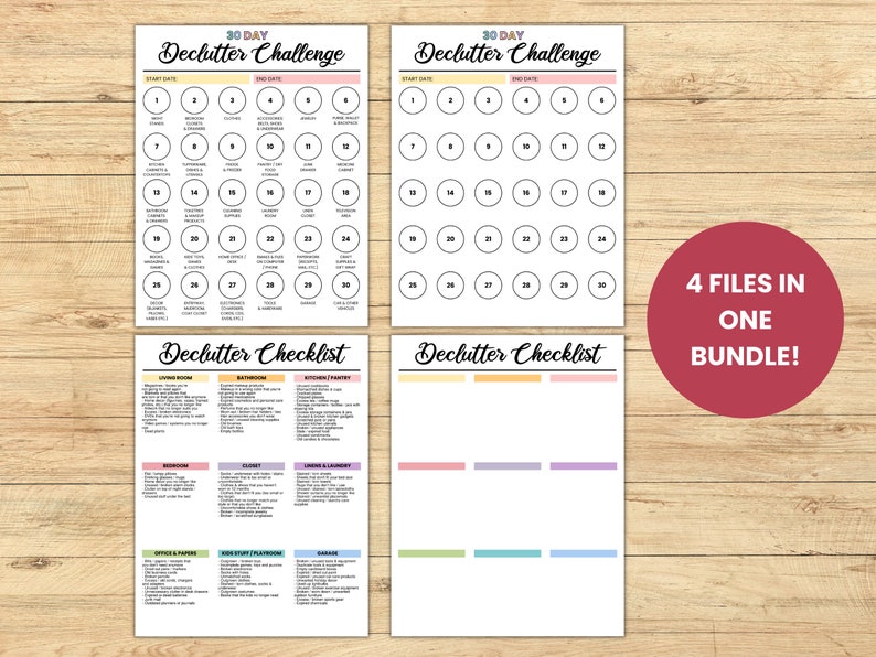 Printable Declutter Challenge, Editable 30 Day Challenge, Decluttering ...