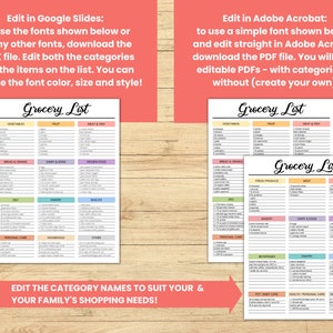 Editable Grocery List, Printable Grocery List Template, Food Shopping ...
