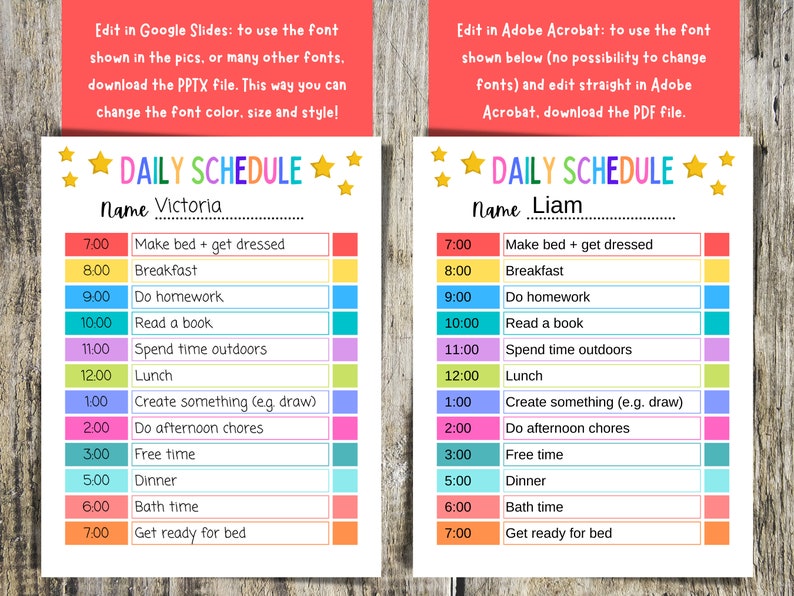 daily-routine-chart-printable-daily-schedule-for-kids-daily-etsy