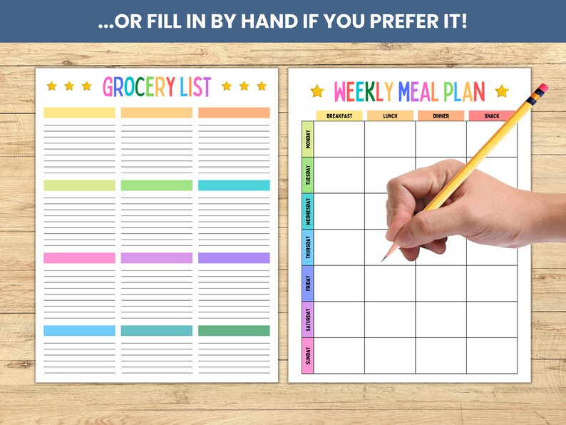 Editable Weekly Meal Planner & Grocery List (digital PDF) - Etsy