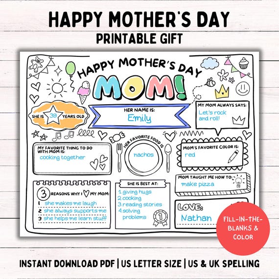 Mother's Day Printable: All About My Mom Activity Page (PDF) - Etsy