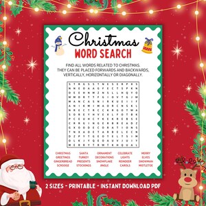 Christmas Word Search Game | Printable Christmas Game | Christmas Party Games | Family Games | Christmas Activity Word Game | Holiday Game