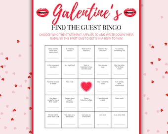 Galentine's Day Finde den Gast Bingo Spiel (druckbar)
