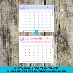 Blank Kids Printable Calendar, Kids Monthly Calendar, Kids Monthly ...