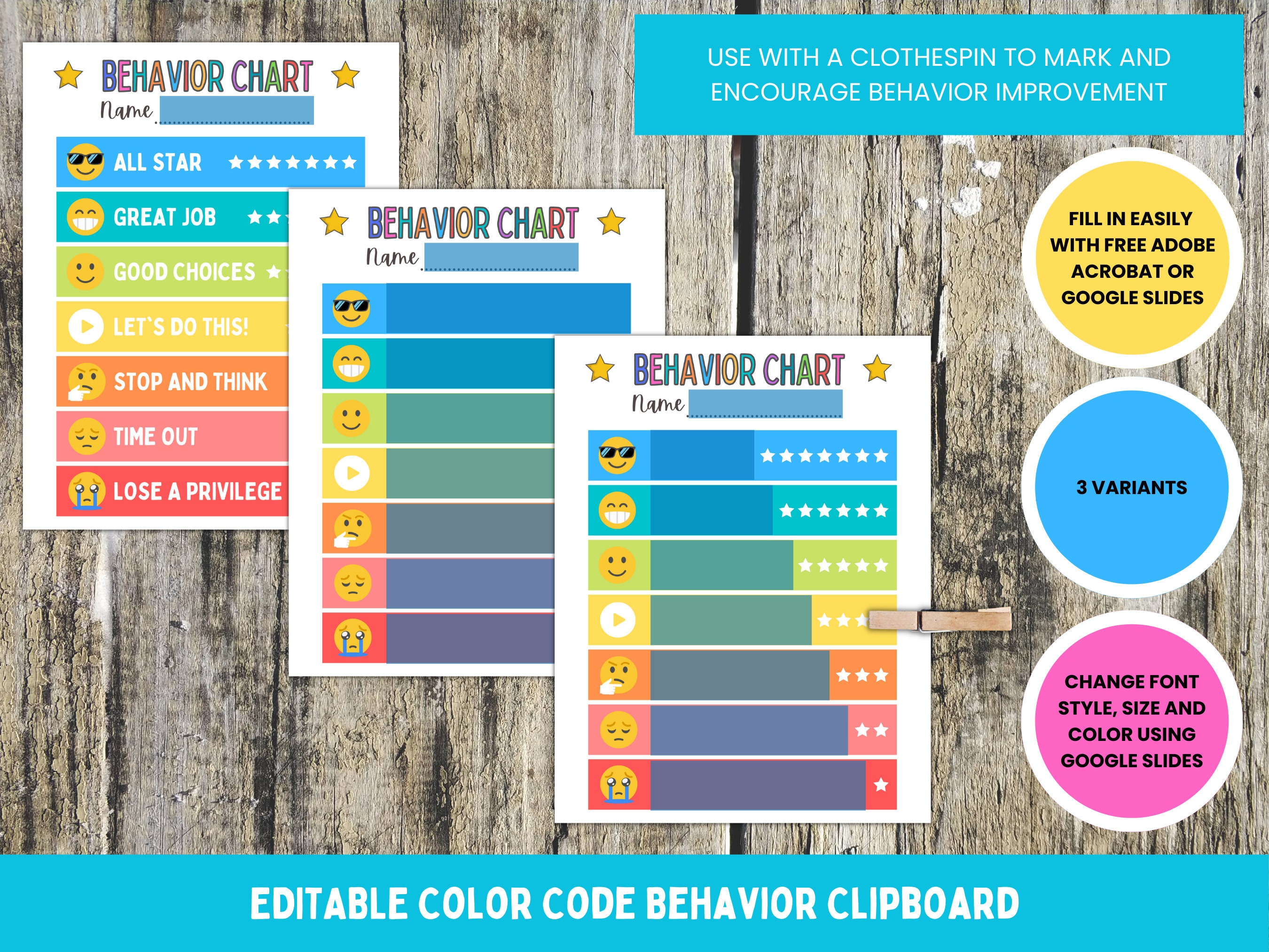 Printable Kids Behavior Chart Bundle: Reward Bucks, Stickers (PDF ...