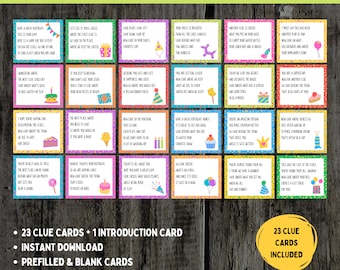 Bearbeitbare Geburtstags-Schatzsuche-Hinweise: Kinder-Partyspiel (PDF)