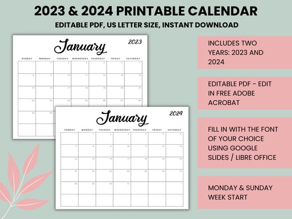 2024 Wall Calendar Planner Sheet Kawaii Yearly Monthly Weekly