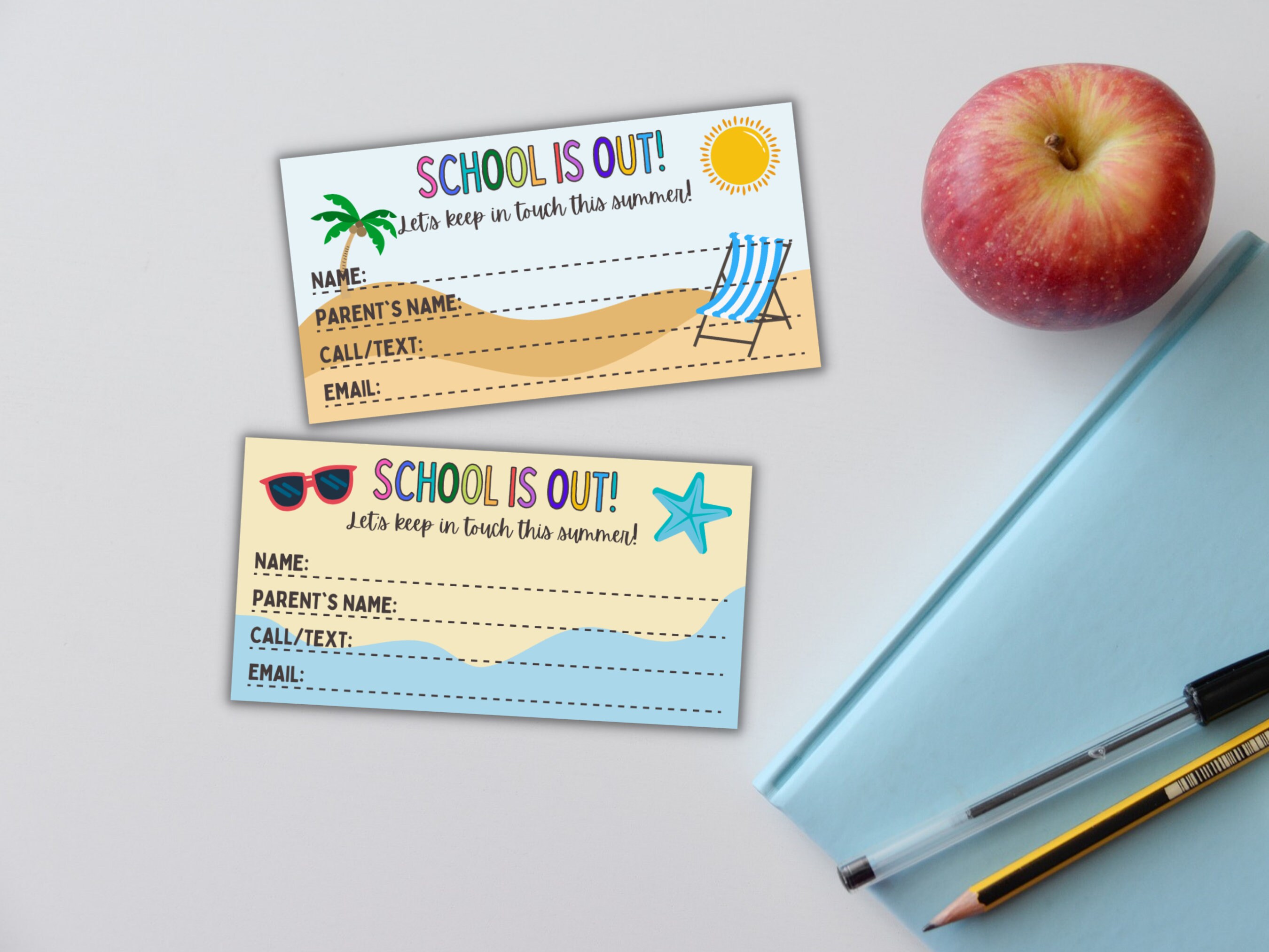 Printable Summer Contact Card for Kids, Play Date Calling Card ...