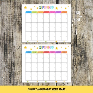 Blank Kids Printable Calendar, Kids Monthly Calendar, Kids Monthly ...