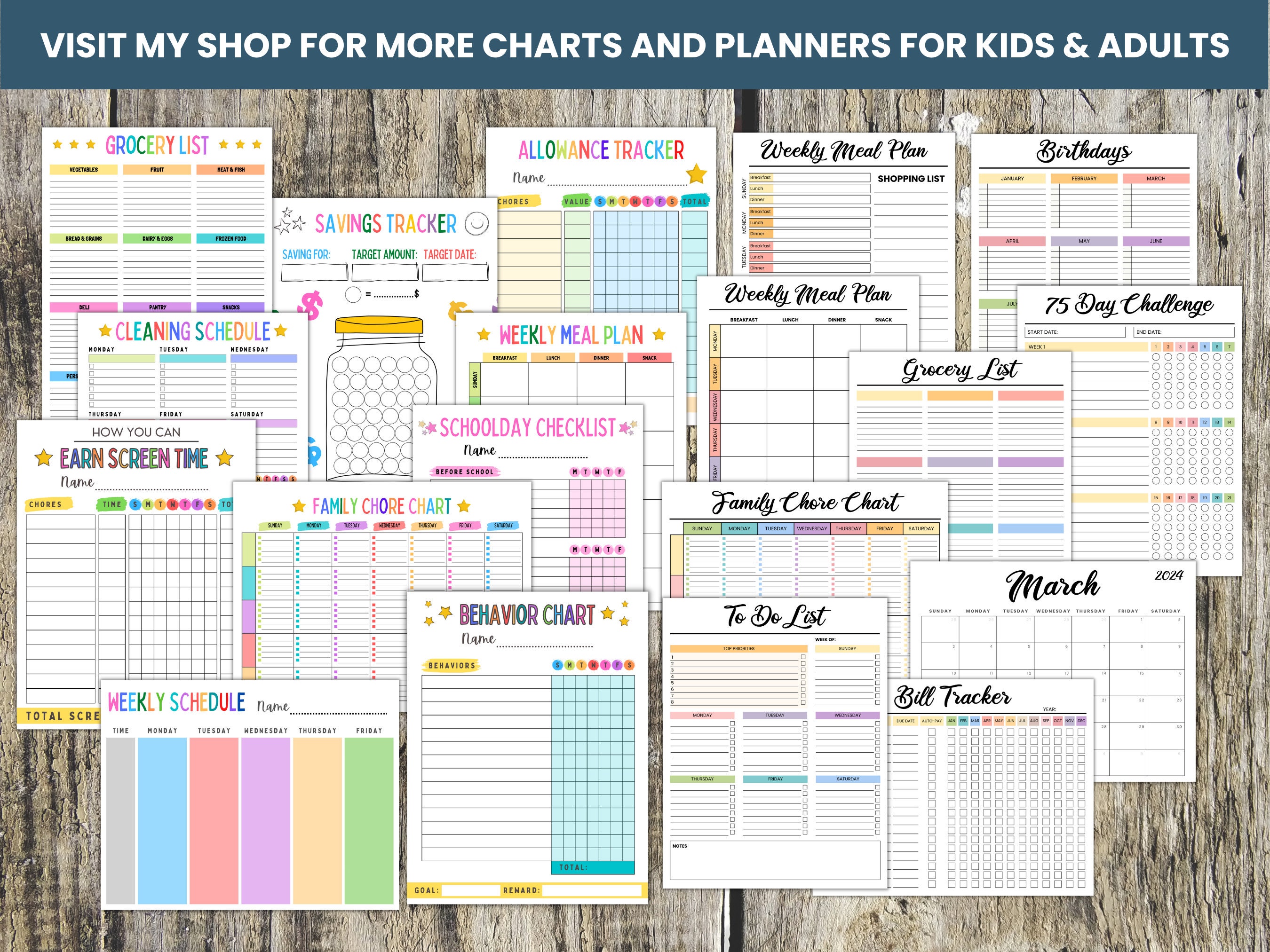 Kids Daily Checklist: Editable Chore Chart, 6 Themes (digital PDF) - Etsy