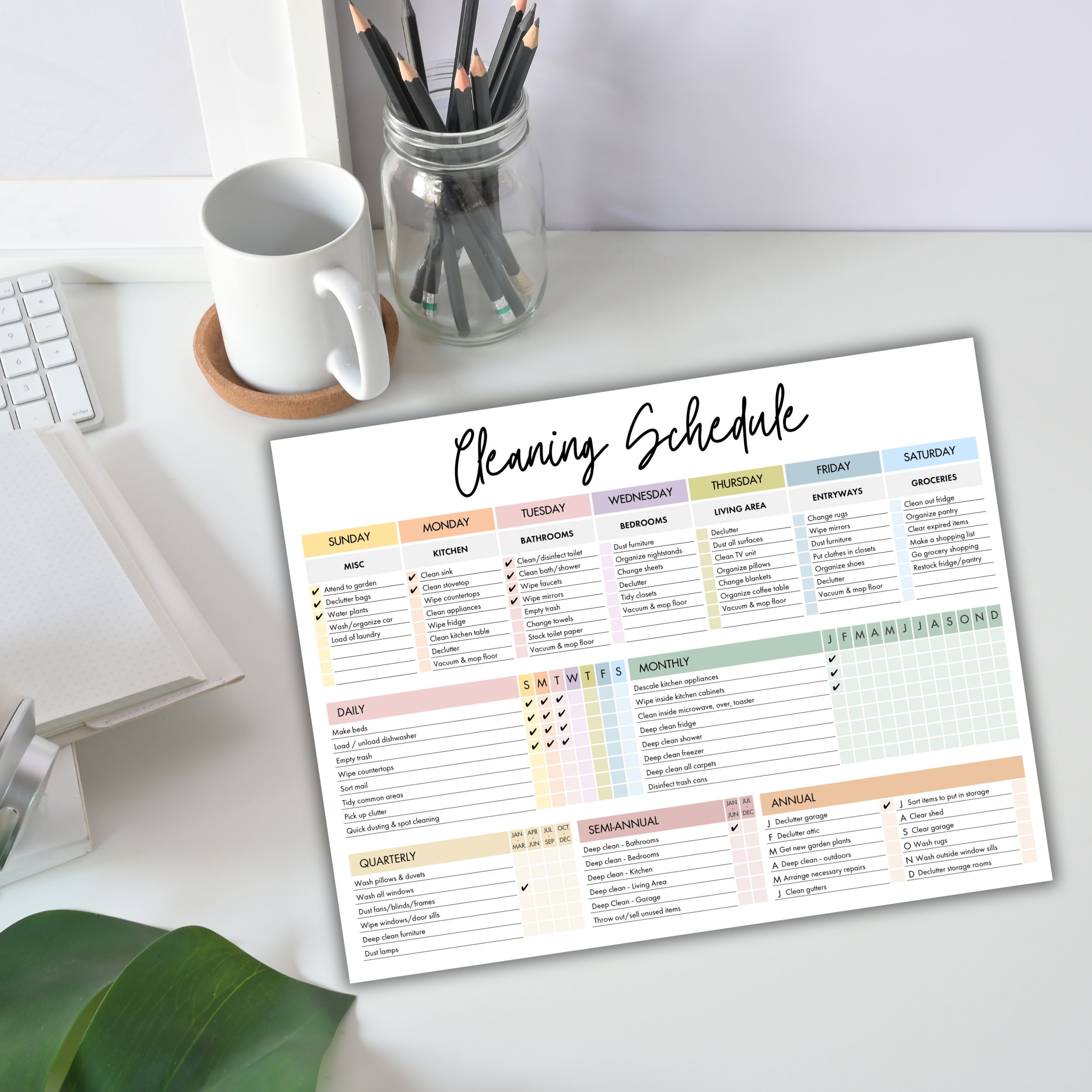 Editable Cleaning Schedule: Printable Chore List (digital PDF) - Etsy