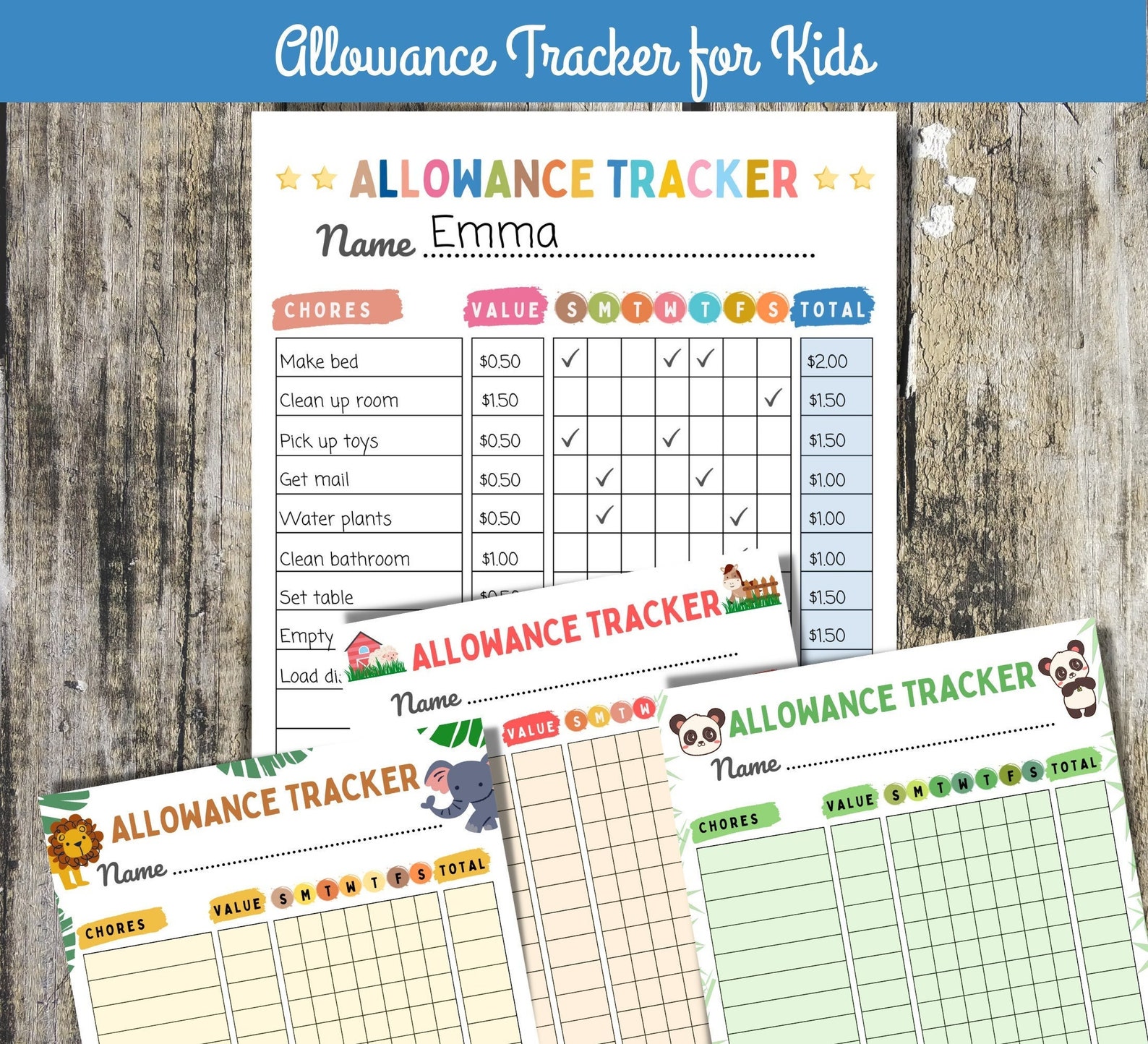Allowance Tracker for Kids Printable Allowance Chore Chart Etsy