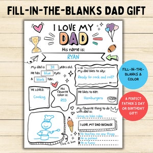 Verjaardagscadeau vader, ik hou van mijn vader afdrukbaar, vaderdagcadeau, kleurplaat, vragenlijst invullen vragenlijst vader, afdrukbaar cadeau vader, pdf