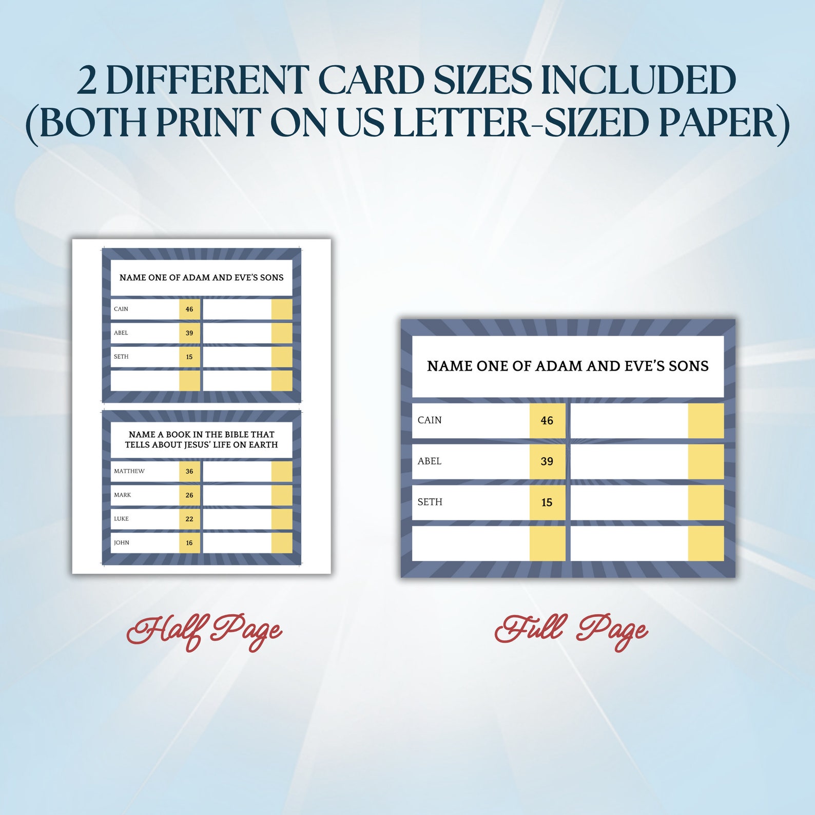 Bible Friendly Feud, Printable Bible Feud Game, Family Game Night ...