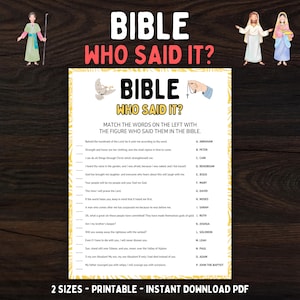 Who Said It? Printable Bible Verse Trivia Game - Fun Bible Game for Sunday School, Youth Group, Bible Study, Christian Retreat, & Ministry
