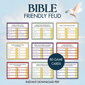 Bible Friendly Feud, Printable Bible Feud Game, Family Game Night, Bible Trivia Game, Church Group Games, Christian Printables, Bible Study