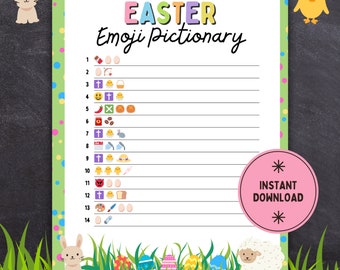 Easter Emoji Pictionary, Printable Easter Game, Easter Party Game, Easter Activity For Kids and Adults, Family Game, Classroom Game, PDF