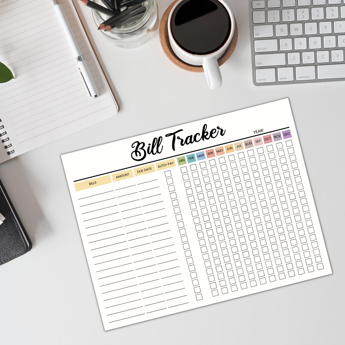 Monthly Bill Tracker, Printable Monthly Bill Payment Tracker, Editable ...