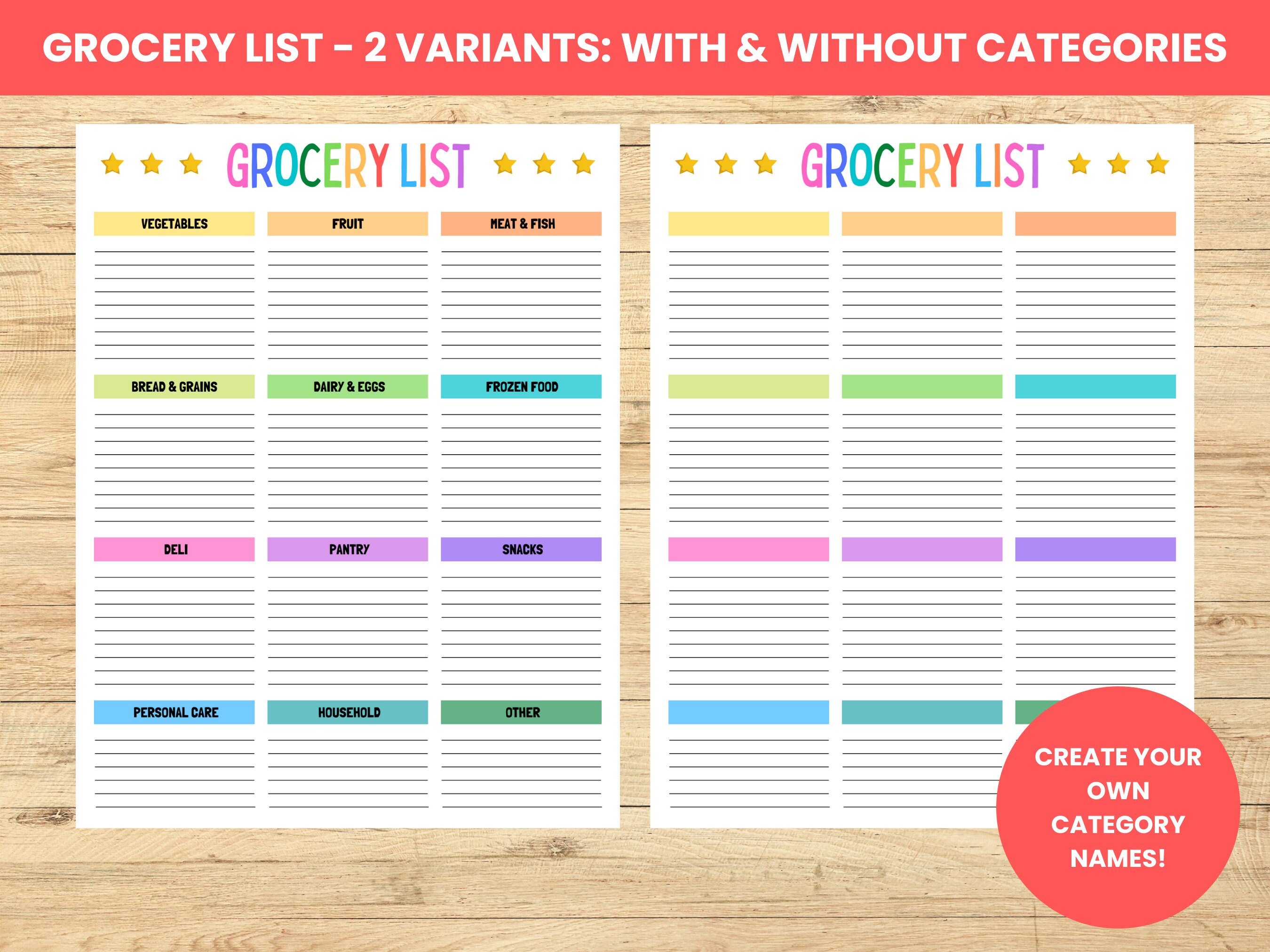 Editable Weekly Meal Planner & Grocery List (digital PDF) - Etsy