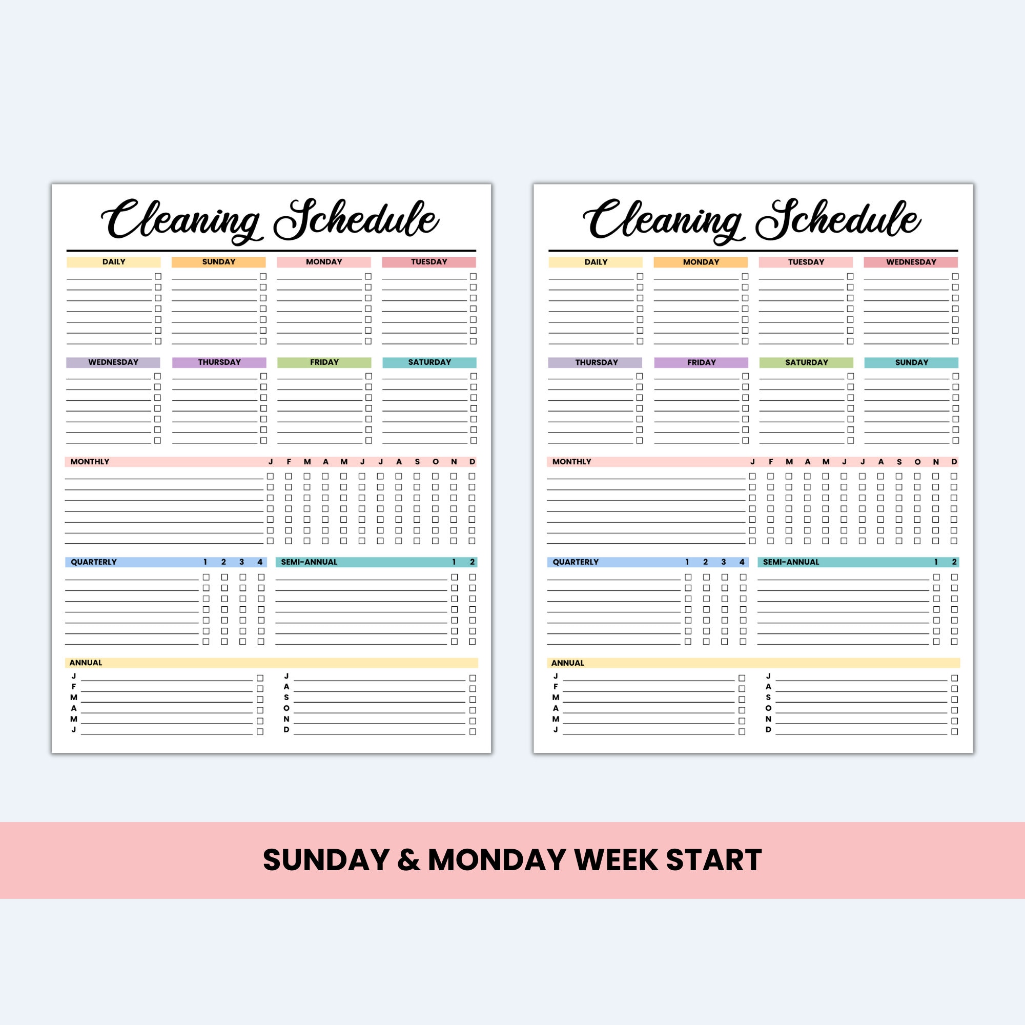 Editable Cleaning Schedule, Printable Cleaning Checklist, Daily Weekly ...