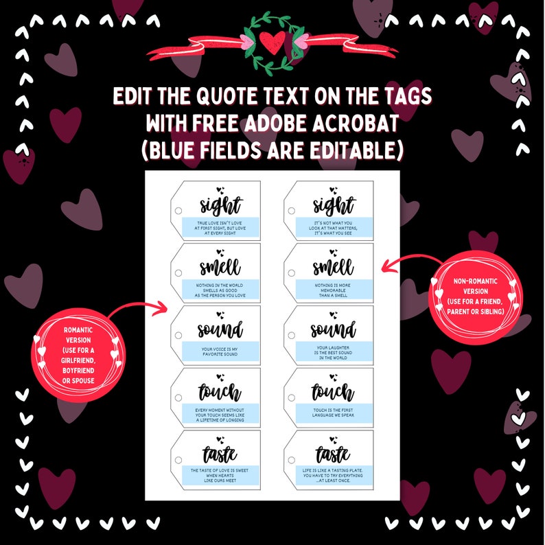 Five Senses Gift, Printable Gift Tags, Printable 5 Senses Gift for Him ...