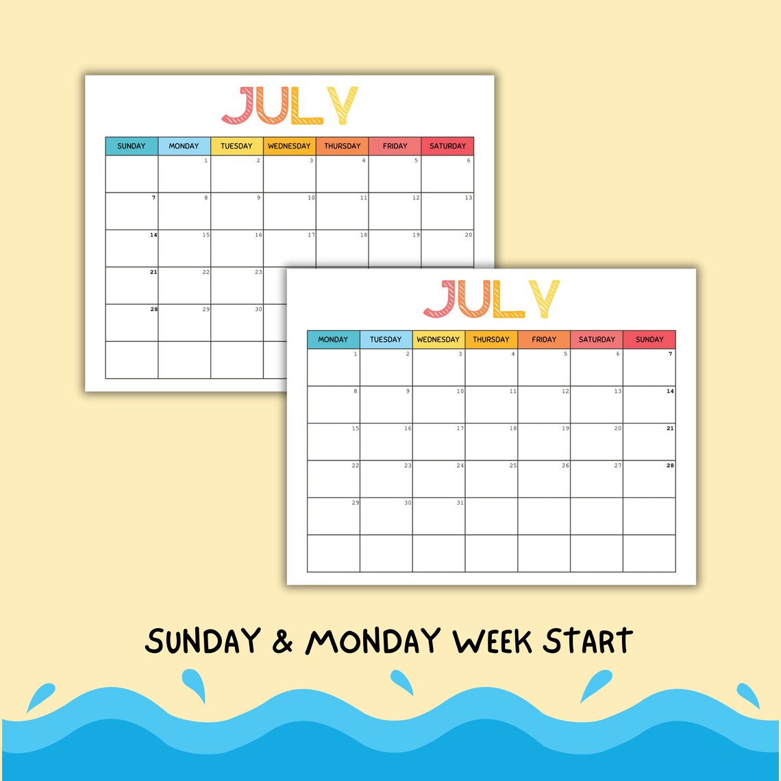 Printable Summer Calendar, Editable 2024 Calendar, May, June, July ...