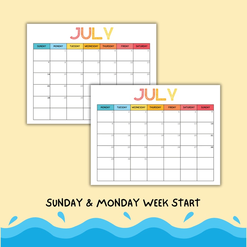 Printable Summer Calendar, Editable 2024 Calendar, May, June, July ...