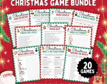 Christmas Game Bundle, 20 Printable Holiday Games (PDF)