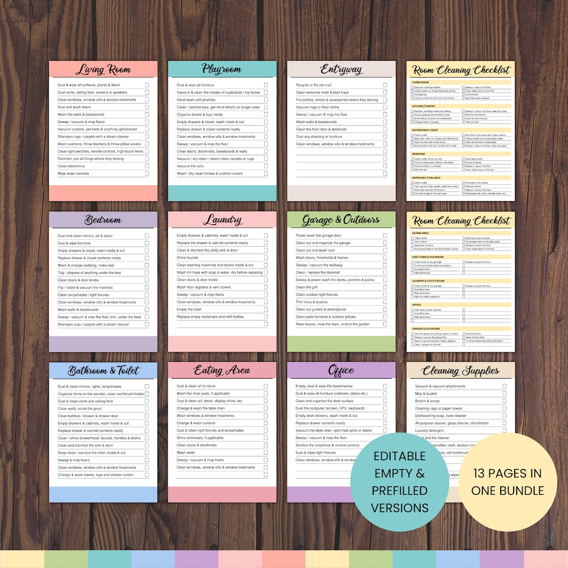 Printable Cleaning Cards: Editable Room Cleaning Checklist (digital PDF ...