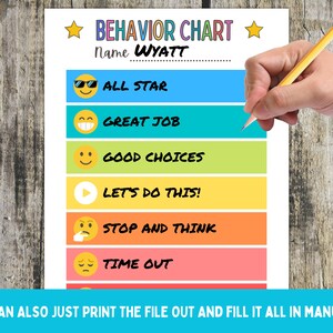 Printable Behavior Chart for Kids: Colorful Classroom Management (PDF ...