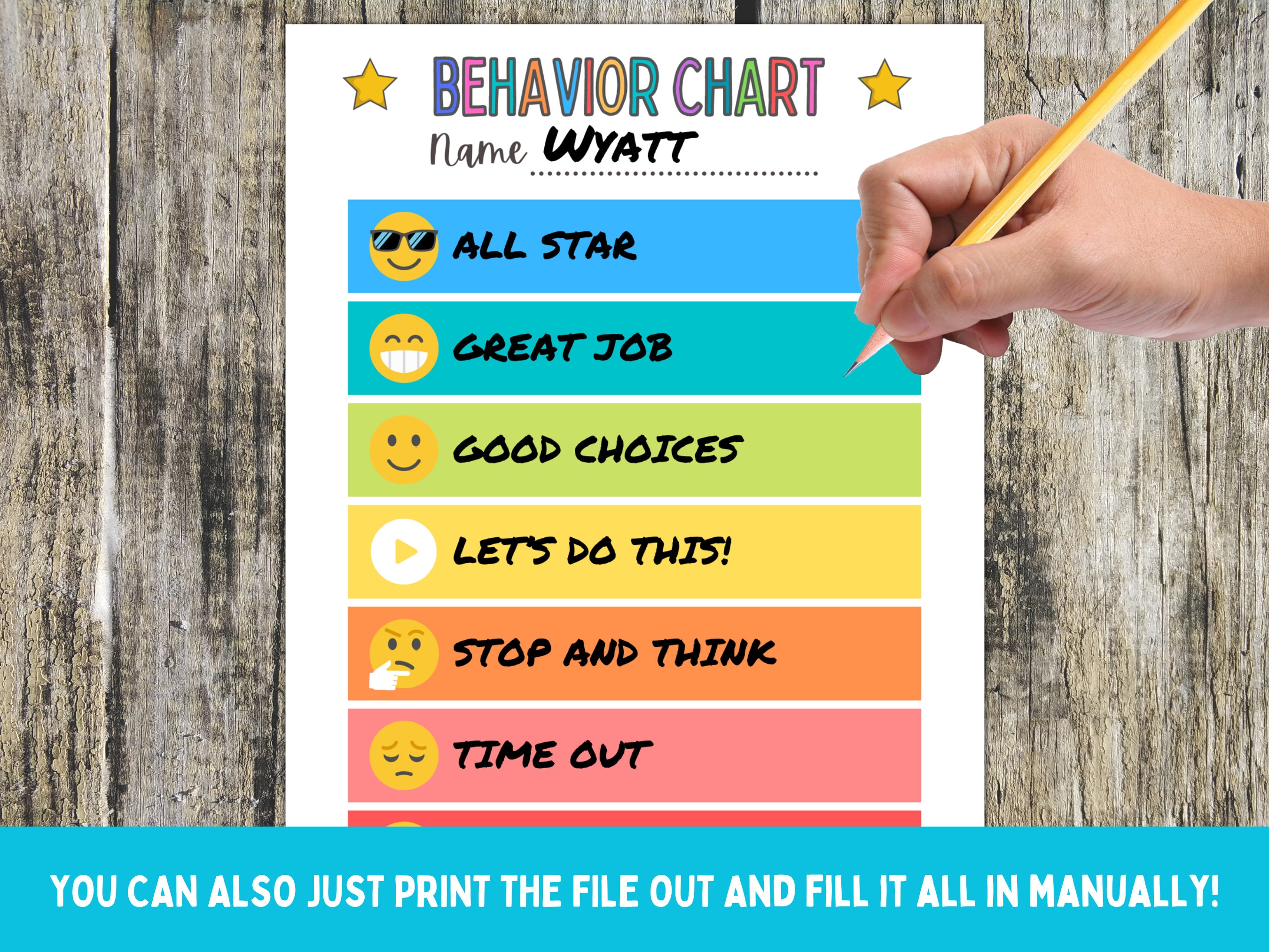 Printable Behavior Chart, Colorful Behavior Chart for Kids, Classroom ...