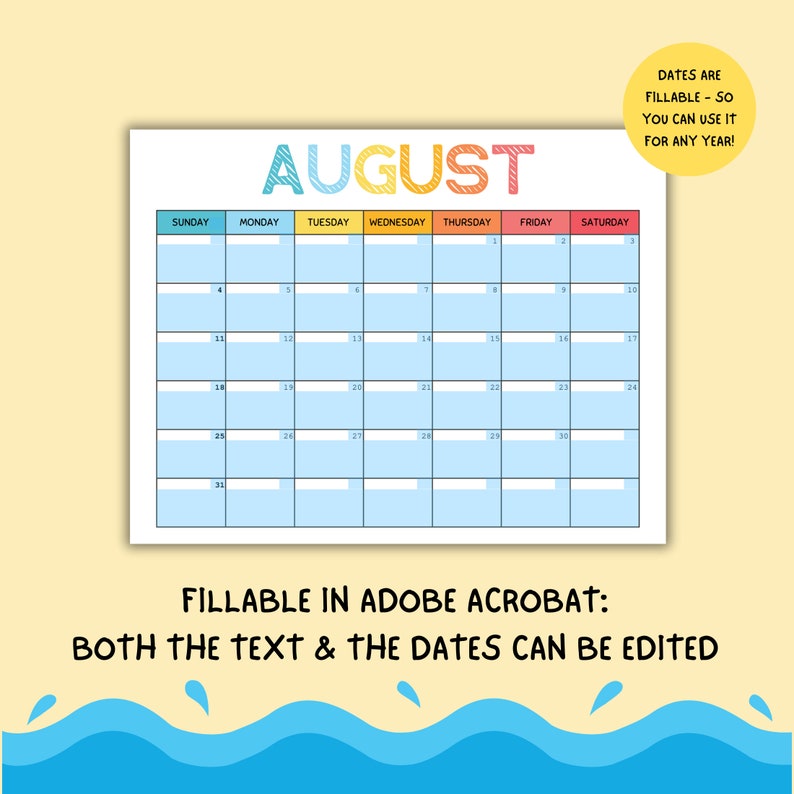 Printable Summer Calendar, Editable 2024 Calendar, May, June, July ...