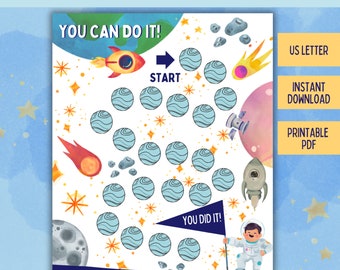 Space Reward Chart: Kids' Potty Training, Incentive Tracker (PDF)