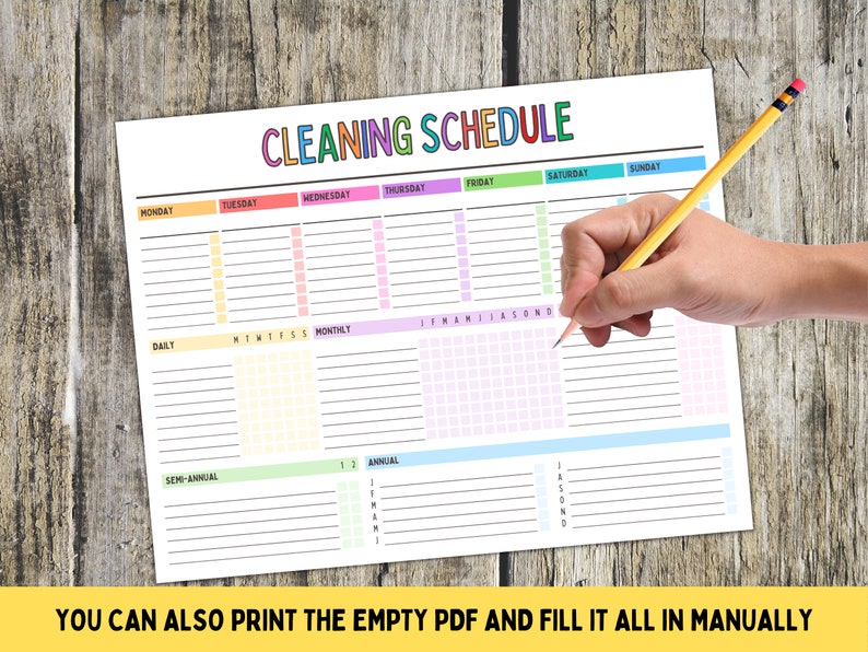 Editable Cleaning Schedule, Printable Cleaning Checklist, ADHD