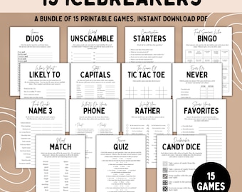 Paquete de juegos para romper el hielo: 15 ideas imprimibles para fiestas (PDF)