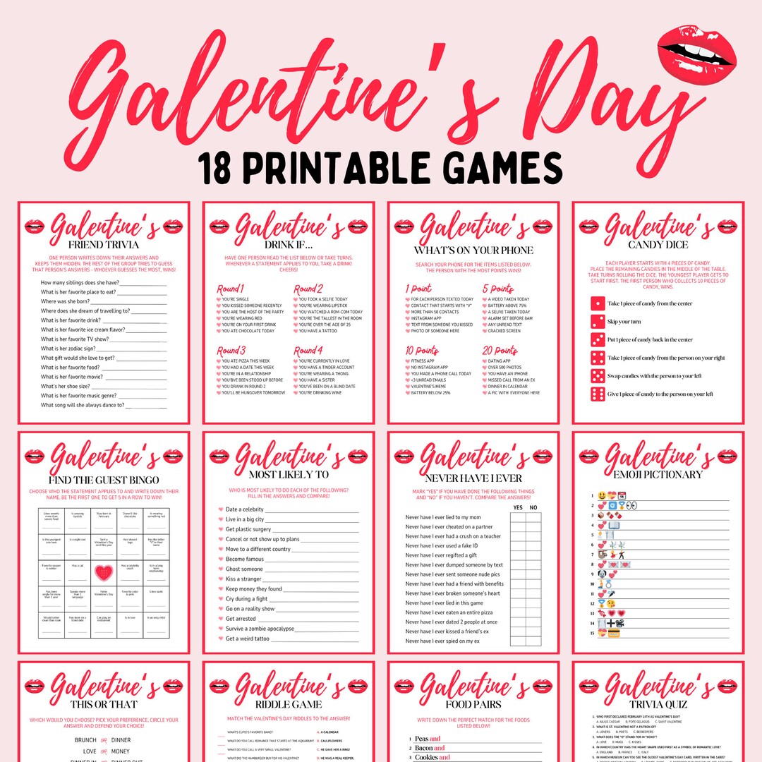 Galentines Day Games PrintableGames Galentine #39 s Party Bundle