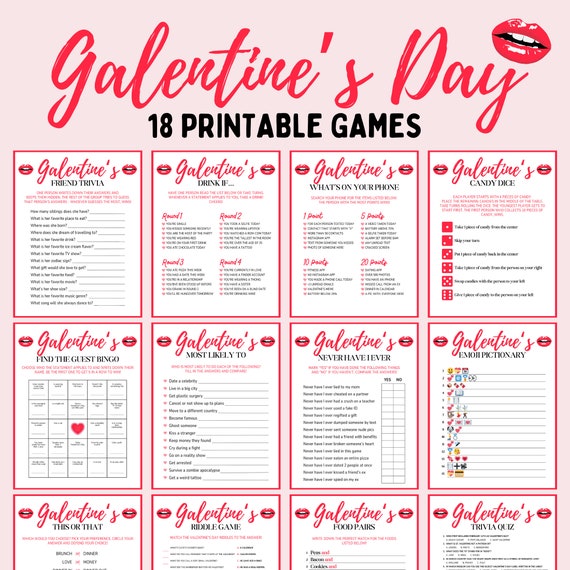 Galentines Day Games, Printable Adult Games, Galentine's Party Bundle, Ladies Night, Girls Night Games, Most Likely To, Galentines Party