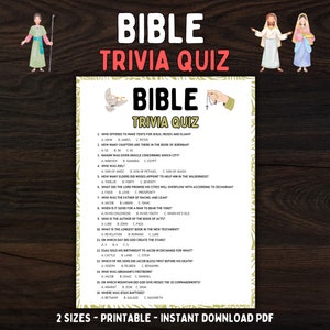 Bible Trivia Quiz, Bible Game, Family Game Night, Bible Trivia Game, Church Games, Christian Printables, Bible Study, Sunday School, PDF