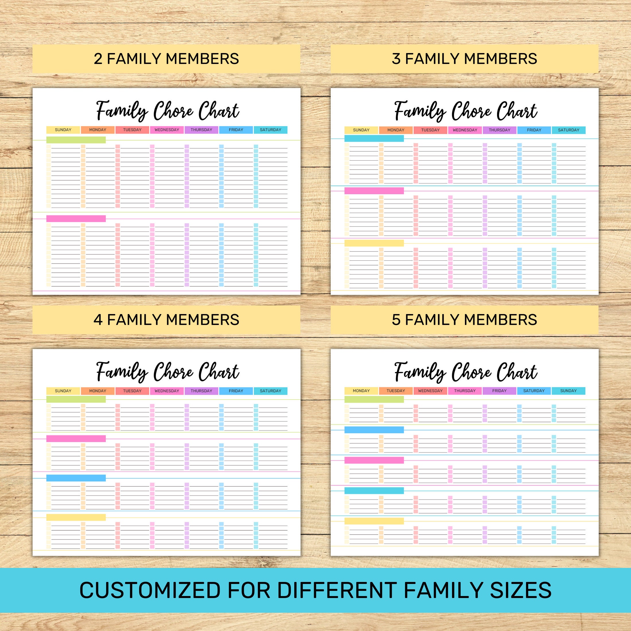 Family Chore Chart Printable Weekly Chore Chart Editable - Etsy