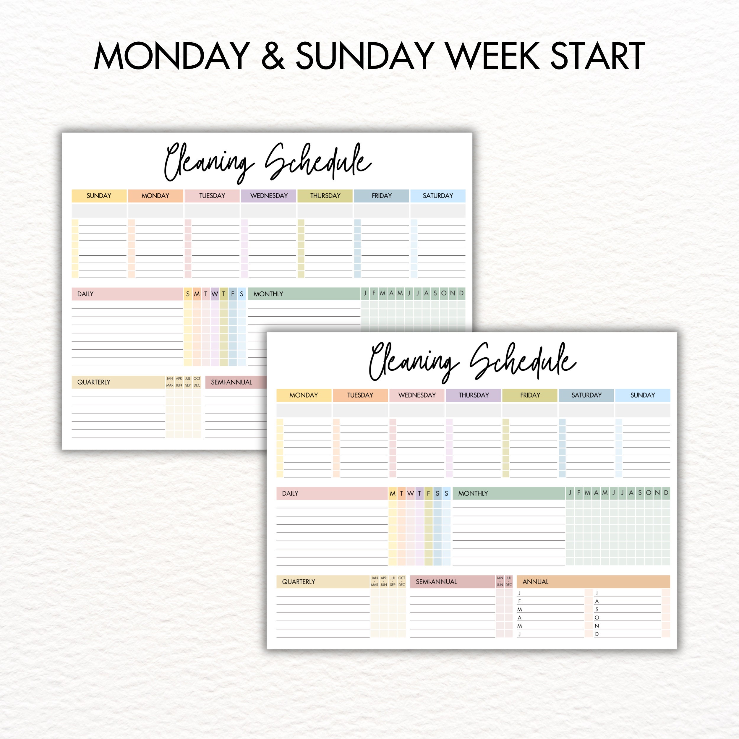 Editable Cleaning Schedule: Printable Chore List (digital PDF) - Etsy